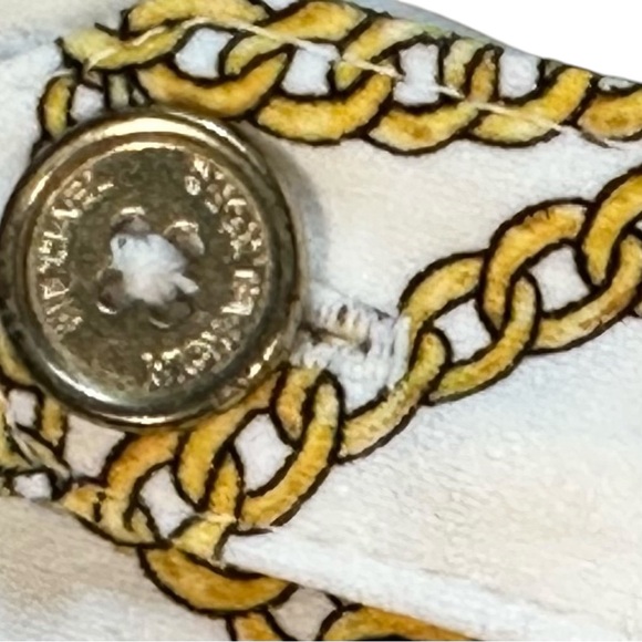 Michael Kors Women’s Chain Print Gold V Neck Blouse top Size S luxury - Picture 4 of 10